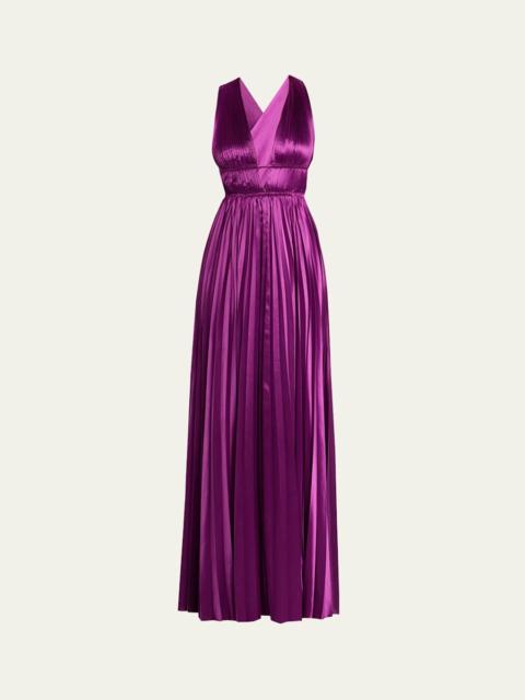 ULLA JOHNSON Lena Pleated Satin Gown