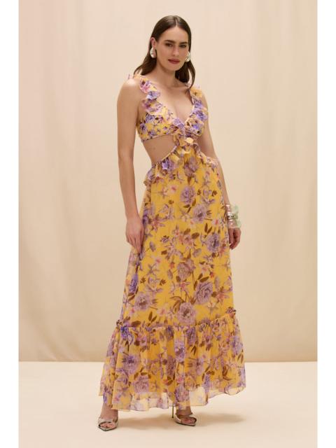 PatBO PEONY PRINT LYCRA CUT OUT MAXI DRESS