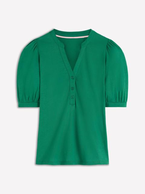 BODEN Supersoft Short Sleeve Henley-Jewel Green