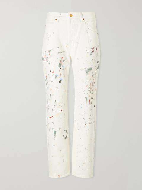 JAMIE HALLER The Slouch Paint-splattered Low-rise Boyfriend Jeans
