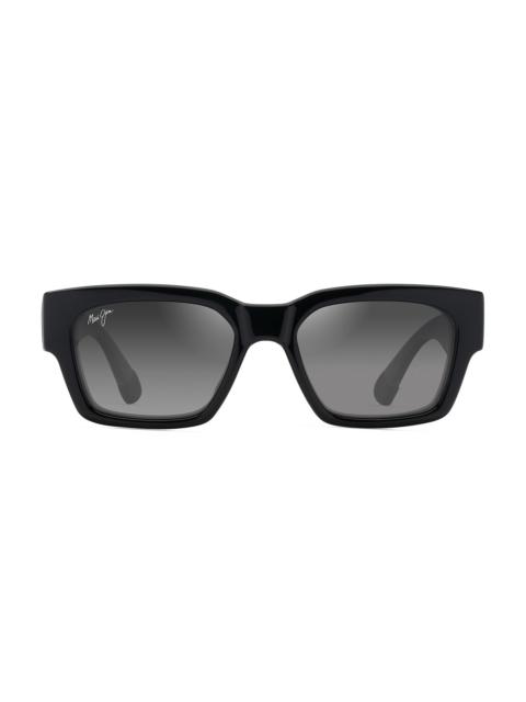 Maui Jim Men's Kenui 53MM Rectangular Sunglasses - Black Light Grey Gradient