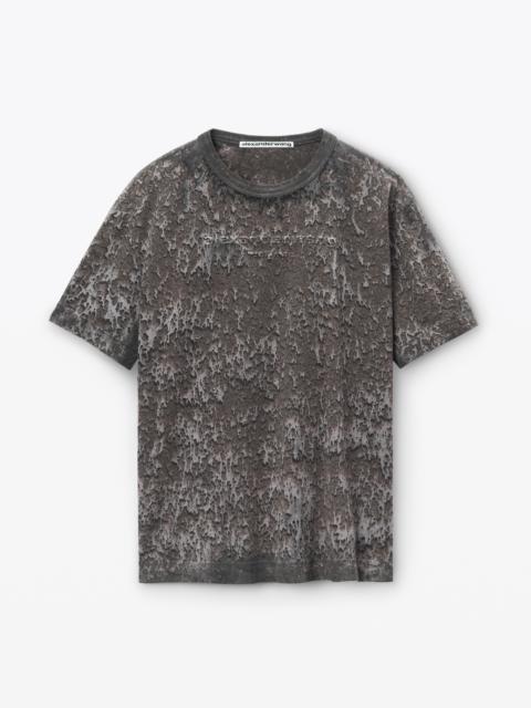 Logo Embossed Splatter Wash T-Shirt in Cotton Hemp Jersey