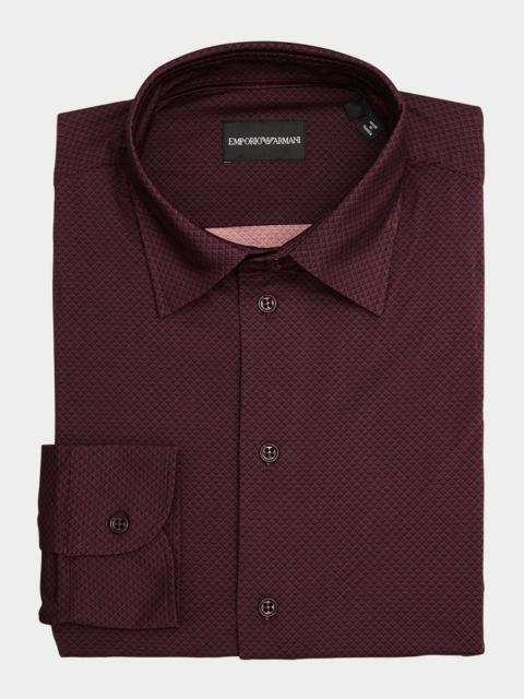 EMPORIO ARMANI Men's Cotton Micro-Jacquard Dress Shirt