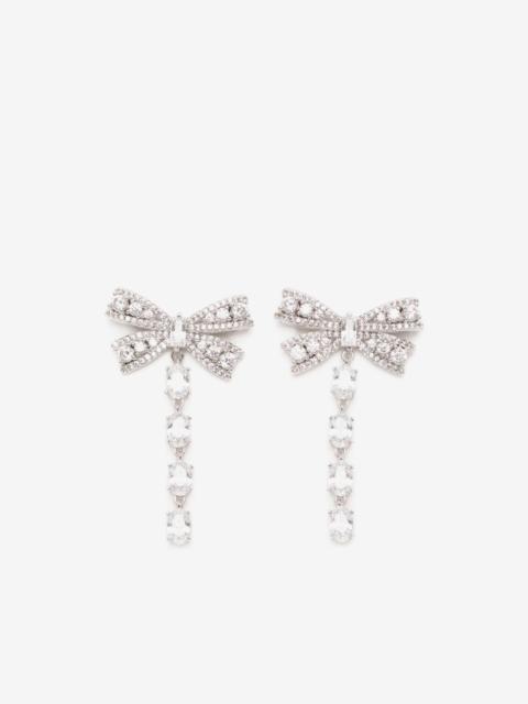 self-portrait crystal-bow drop earrings
