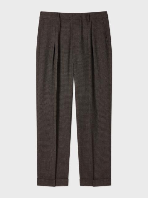 Paul Smith Brown Check Two-Ply Merino Pleated Trousers