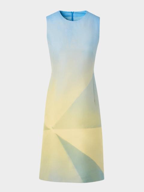 AKRIS Sunbeam Print Silk Sleeveless Dress
