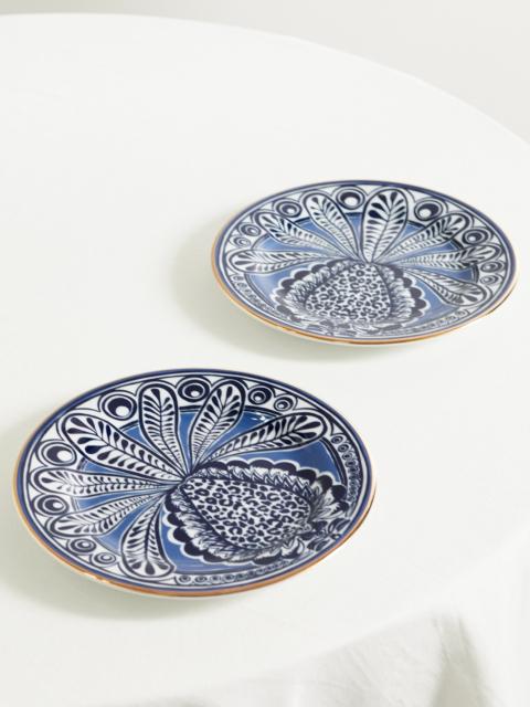 La DoubleJ Set Of Two Gold-plated Porcelain Dessert Plates