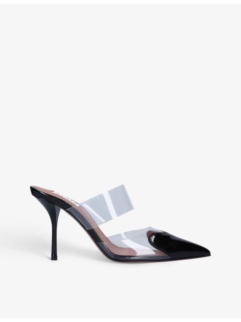 Alaïa Cœur 90 point-toe patent-leather mules
