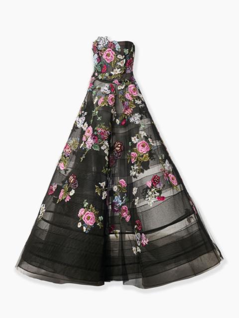 CAROLINA HERRERA Strapless Ball Gown with Floral Embroidery