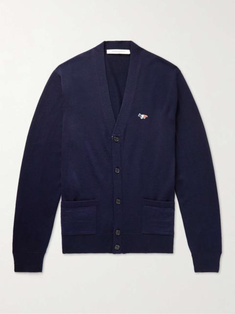 Maison Kitsuné Slim-Fit Logo-Appliquéd Wool Cardigan