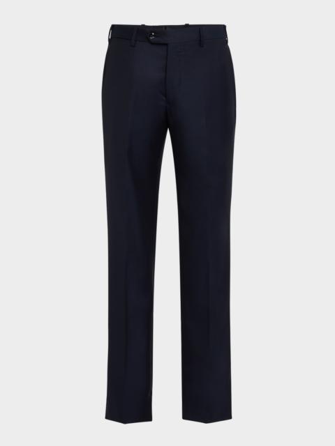 GIORGIO ARMANI Men's Flat-Front Twill Trousers