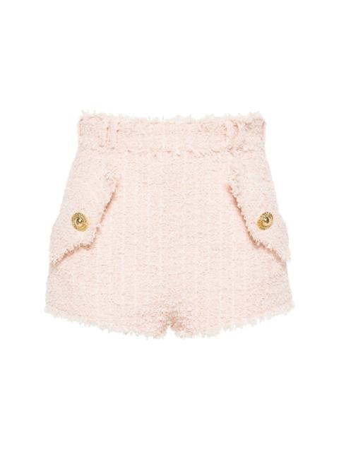 tweed Chain-buttons shorts