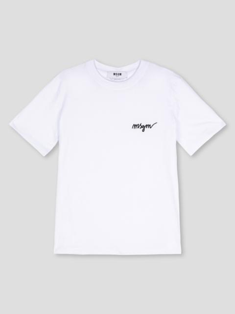 MSGM 둥근 목 면 t-셔츠 자수 로고