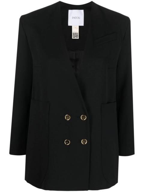 PATOU collarless double-breasted blazer