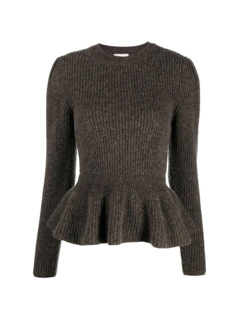 rib-knit peplum jumper