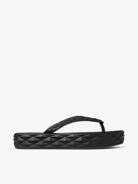 JIMMY CHOO Diamond Flip Flop Black Rubber Flats