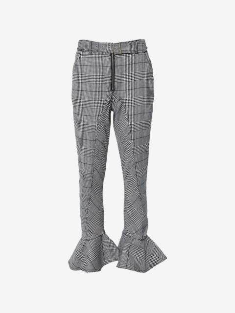 self-portrait checkered ruffled-hem trousers