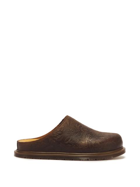 Dr. Martens San Floral Emboss Crazy Horse Leather Mules