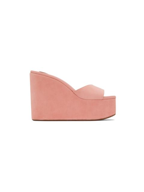 Pink Platform Wedge Mules