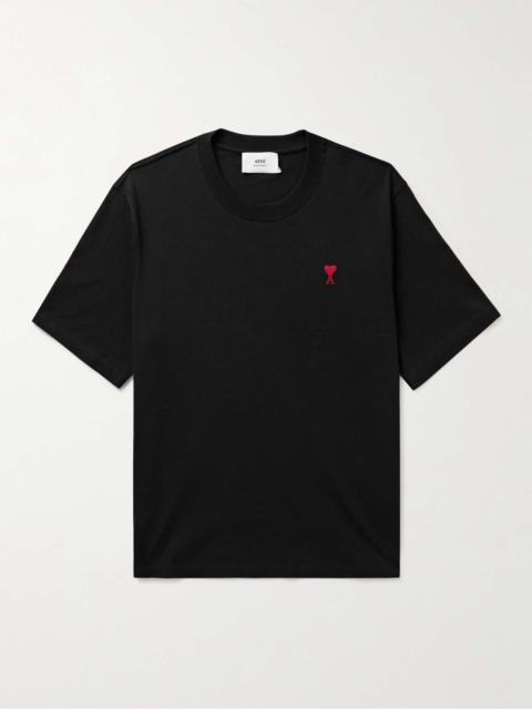 AMI Paris Logo-Embroidered Organic Cotton-Jersey T-Shirt