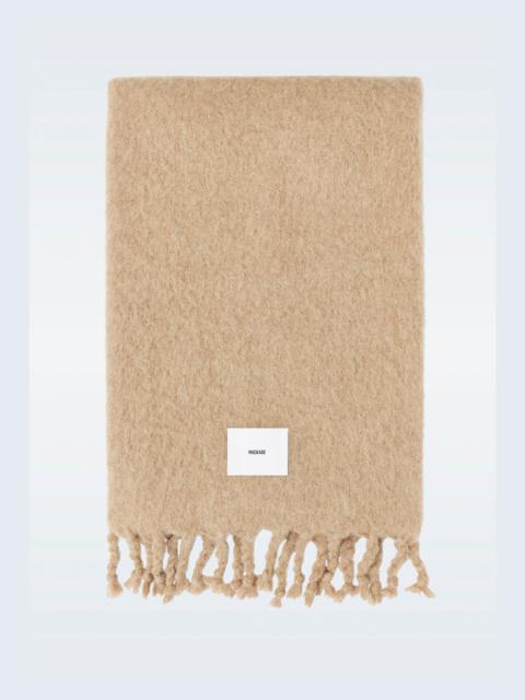 COLBY Rectangular wool scarf with fringed ends