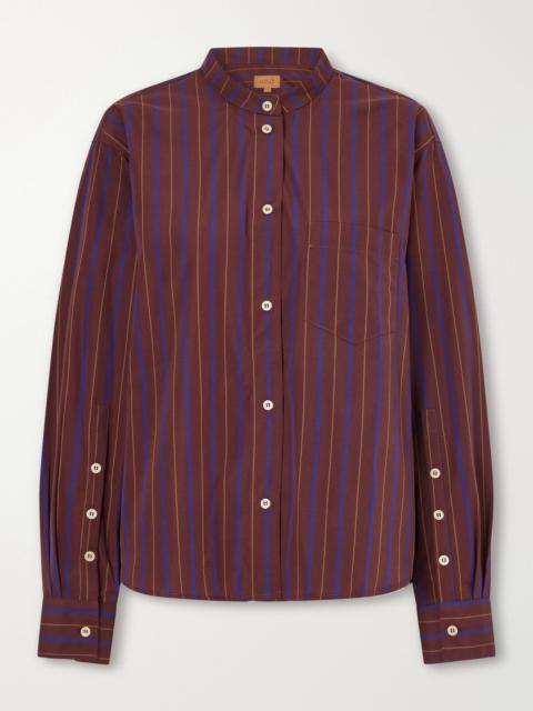 JAMIE HALLER The Editor striped cotton and silk-blend poplin shirt Burgundy