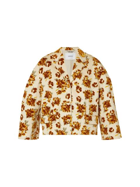 floral-pattern velvet cropped jacket