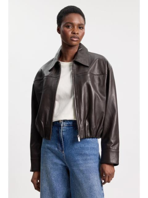 KAREN MILLEN Leather Collared Bomber Jacket