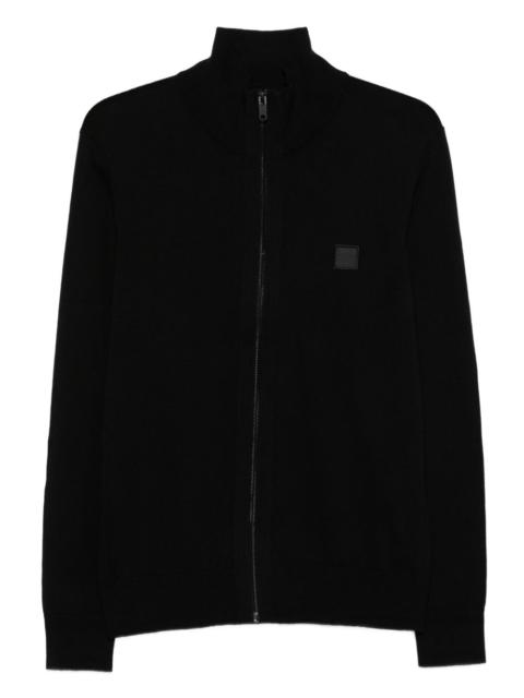 BOSS zip-fastening logo-patch cardigan