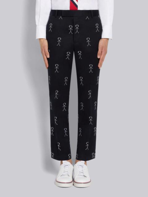 Thom Browne Navy Satin Mr. Thom Half Drop Unconstructed Classic Chino