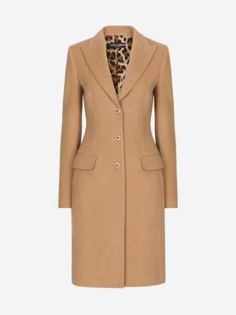 Single-breasted camel wool coat