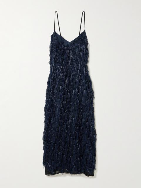 Stella McCartney Metallic Fringed Organza Midi Dress