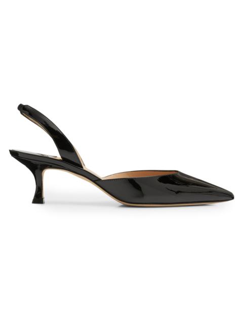 Manolo Blahnik Carolyne Low-Heel 특허 Halter 펌프