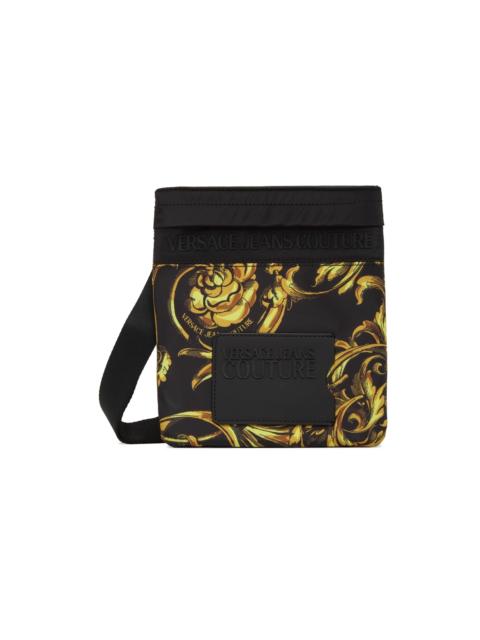 VERSACE JEANS COUTURE Black Regalia Baroque Logo Messenger Bag