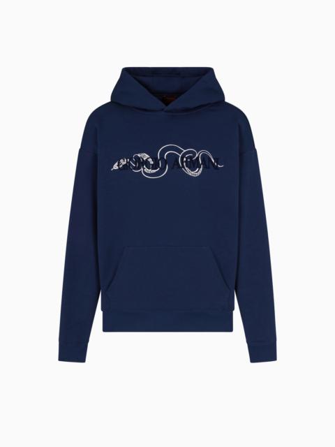 GIORGIO ARMANI COTTON-BLEND HOODED SWEATSHIRT