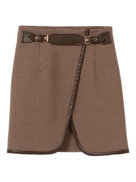 Claudie Pierlot houndstooth leather-trimmed miniskirt