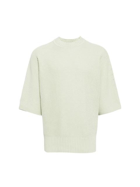 mock-neck chunky-knit T-shirt