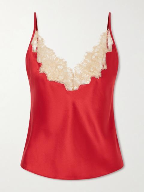 KIKI DE MONTPARNASSE Orchid Lace-trimmed Silk-satin Camisole
