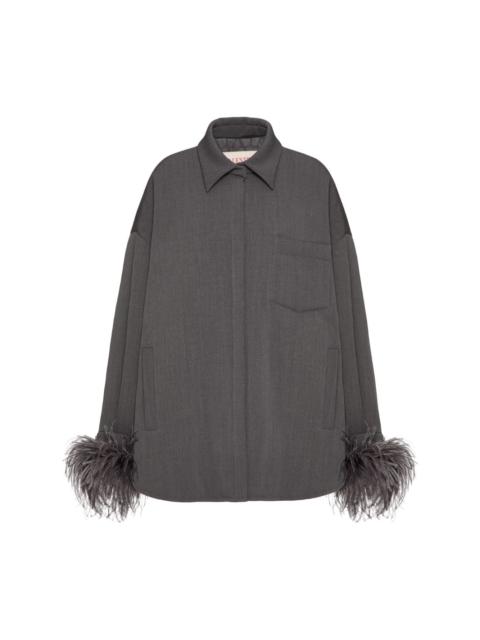 feather-trimmed wool shirt