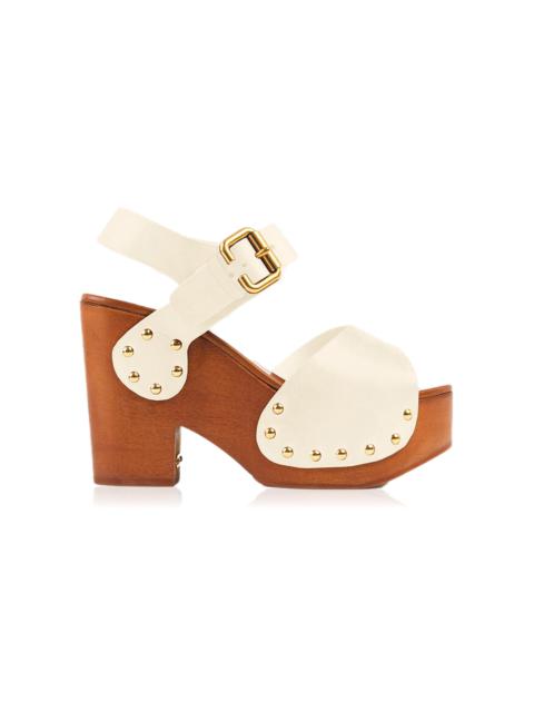 Chloé Jeannette Leather Clog Sandals white