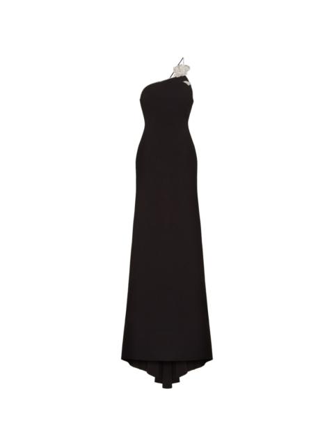 one-shoulder floor-length silk gown