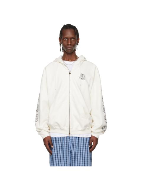 Off-White Biker Cross Sleeves Zip-Up Hoodie