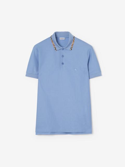 Burberry Check Trim Cotton Polo Shirt
