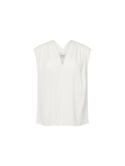 Vince Gathered V-Neck Silk Top