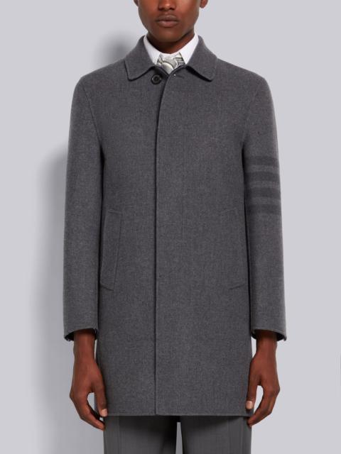 Thom Browne Medium Grey Double Face Melton 4-Bar Unconstructed Relaxed Bal Collar Overcoat