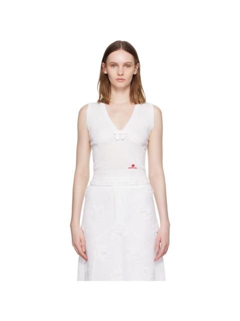 SHUSHU/TONG White Bow Detail V-Neck Knit Tank Top