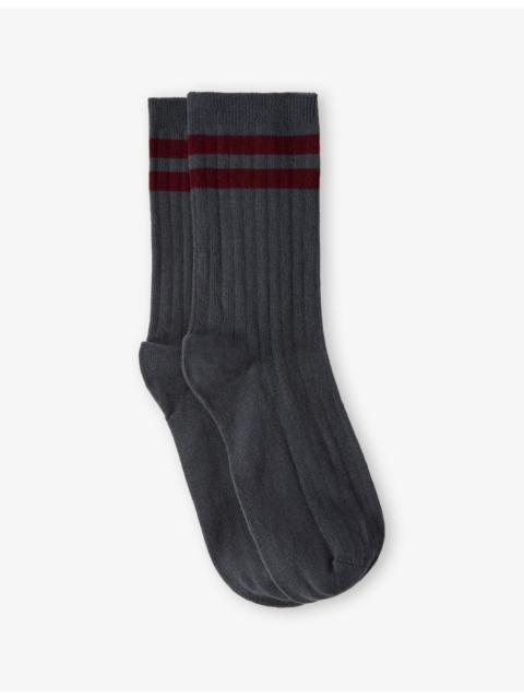 WHISTLES Striped Ribbed Cotton-Blend Socks