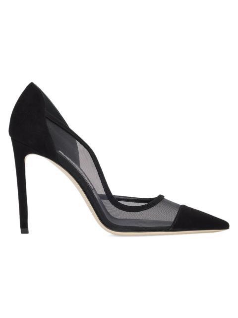 JIMMY CHOO Women's Brigitte 100MM Suede and Mesh Pumps - Black