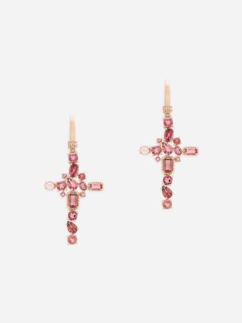 Anna earrings in red gold 18kt with pink tourmalines