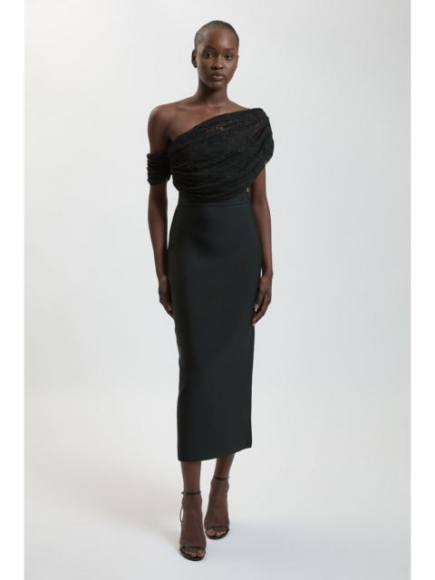 KAREN MILLEN Bandage Knit Lace Figure Form Midi Dress